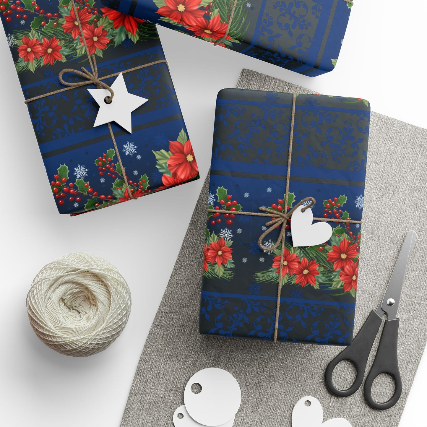 Papers - Poinsettia, Pine and Holly Design