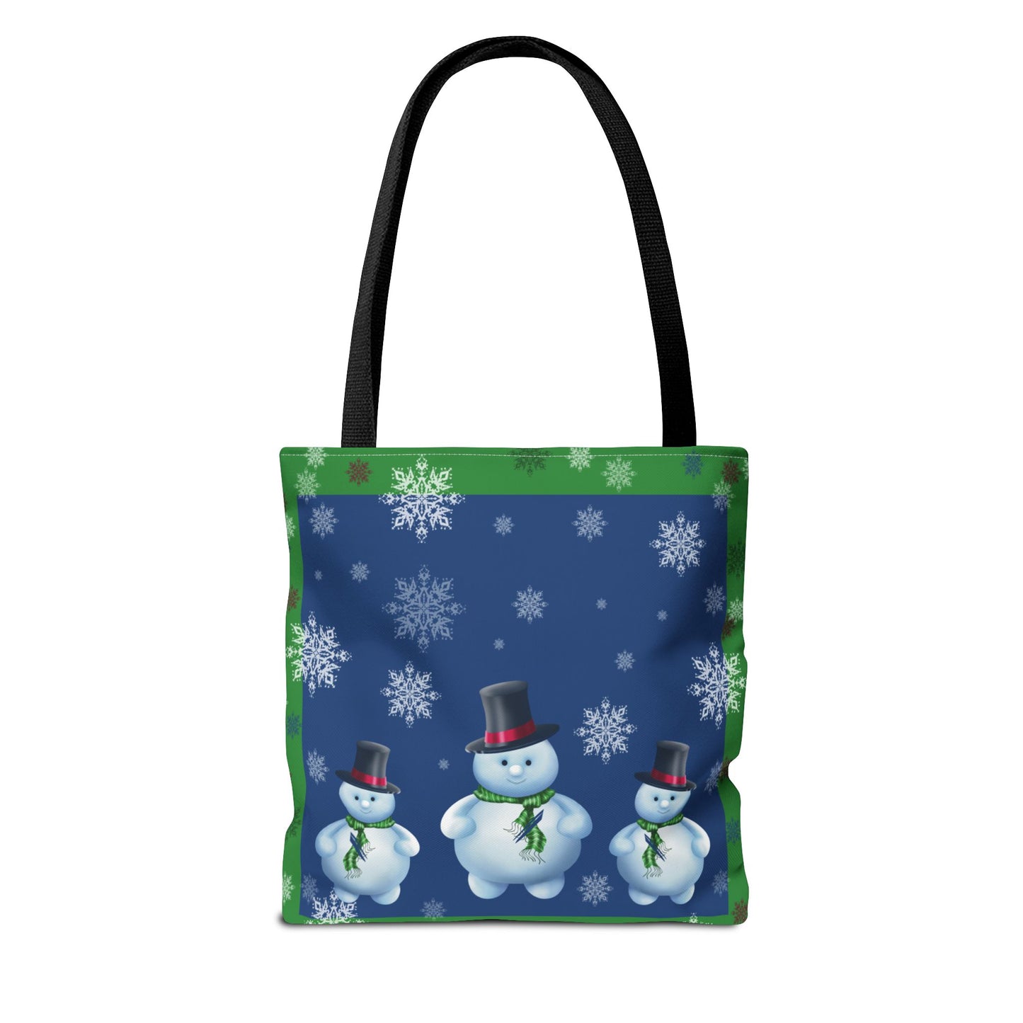 Snowman Tote Bag with Snow Flurry Scene