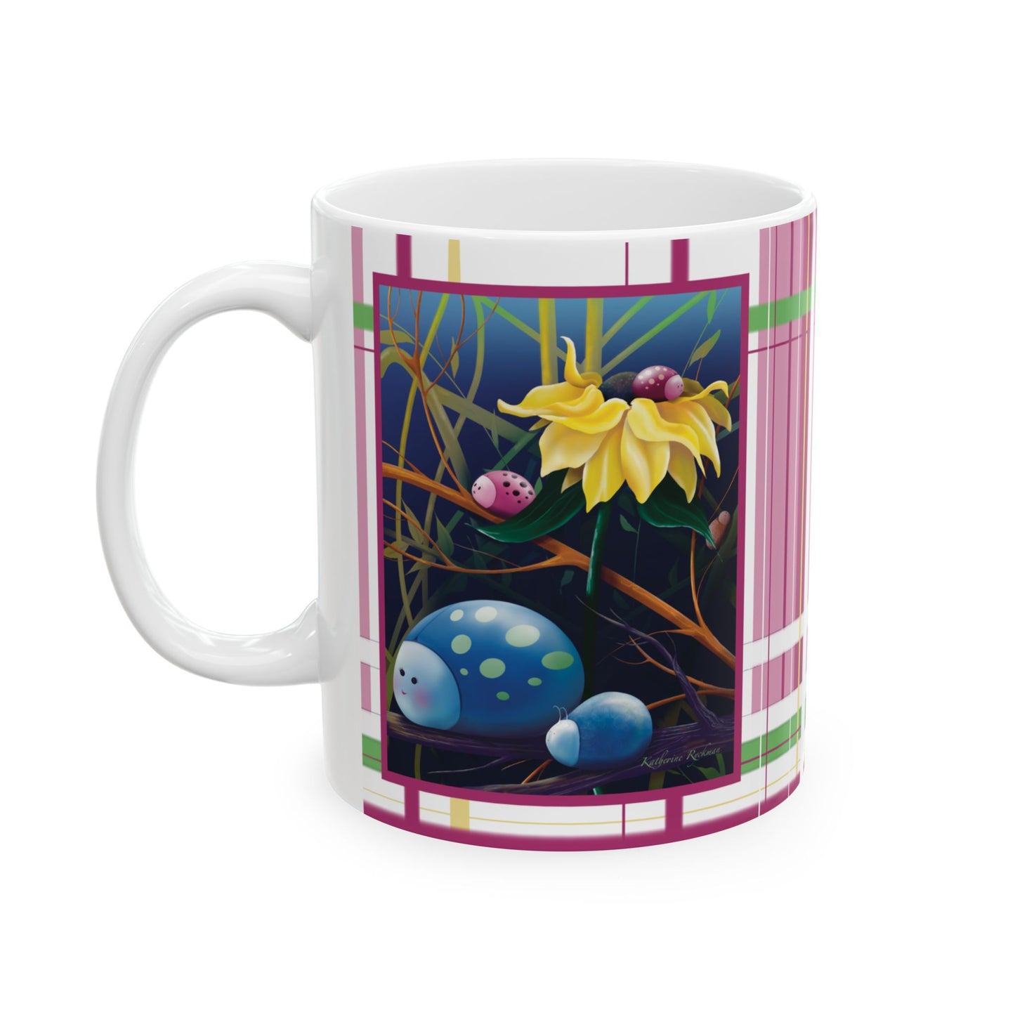 Ceramic Mug - Cute Multicolor Bugs Design, 11oz/15oz