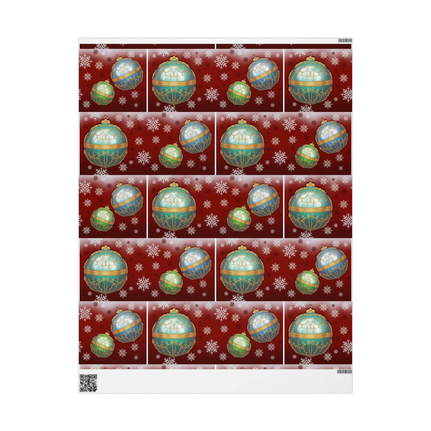 Gift Wrap Papers - Red with Christmas Ornament Design