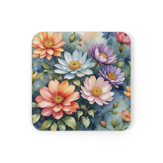 Cork Back Coaster - Floral Pattern