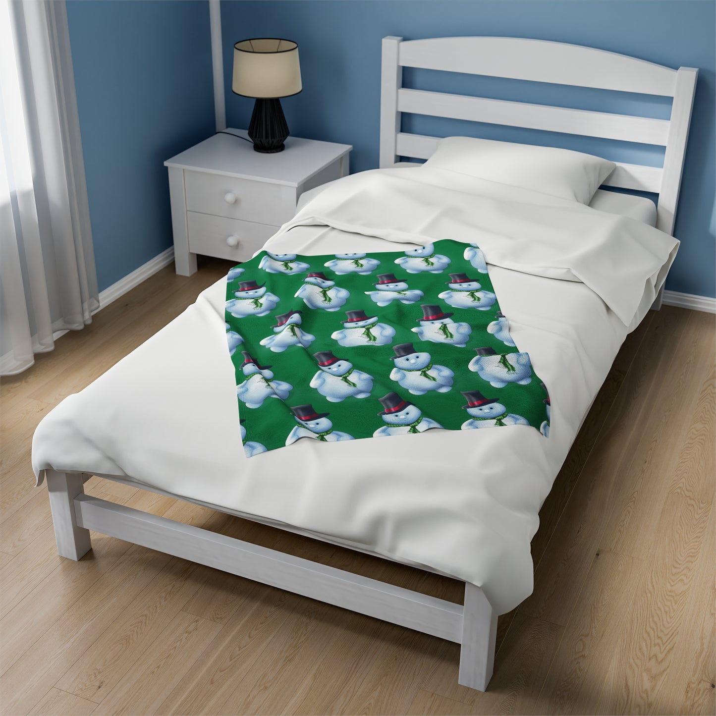 Green Snowman pattern Velveteen Plush Blanket