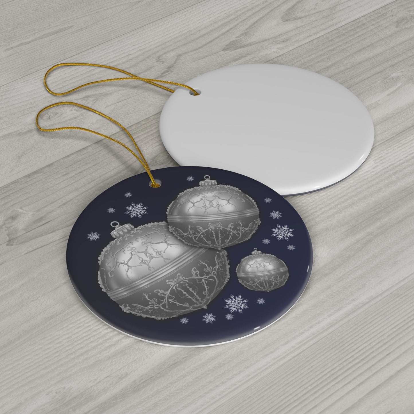 Ceramic Ornament, Pewter Look Design