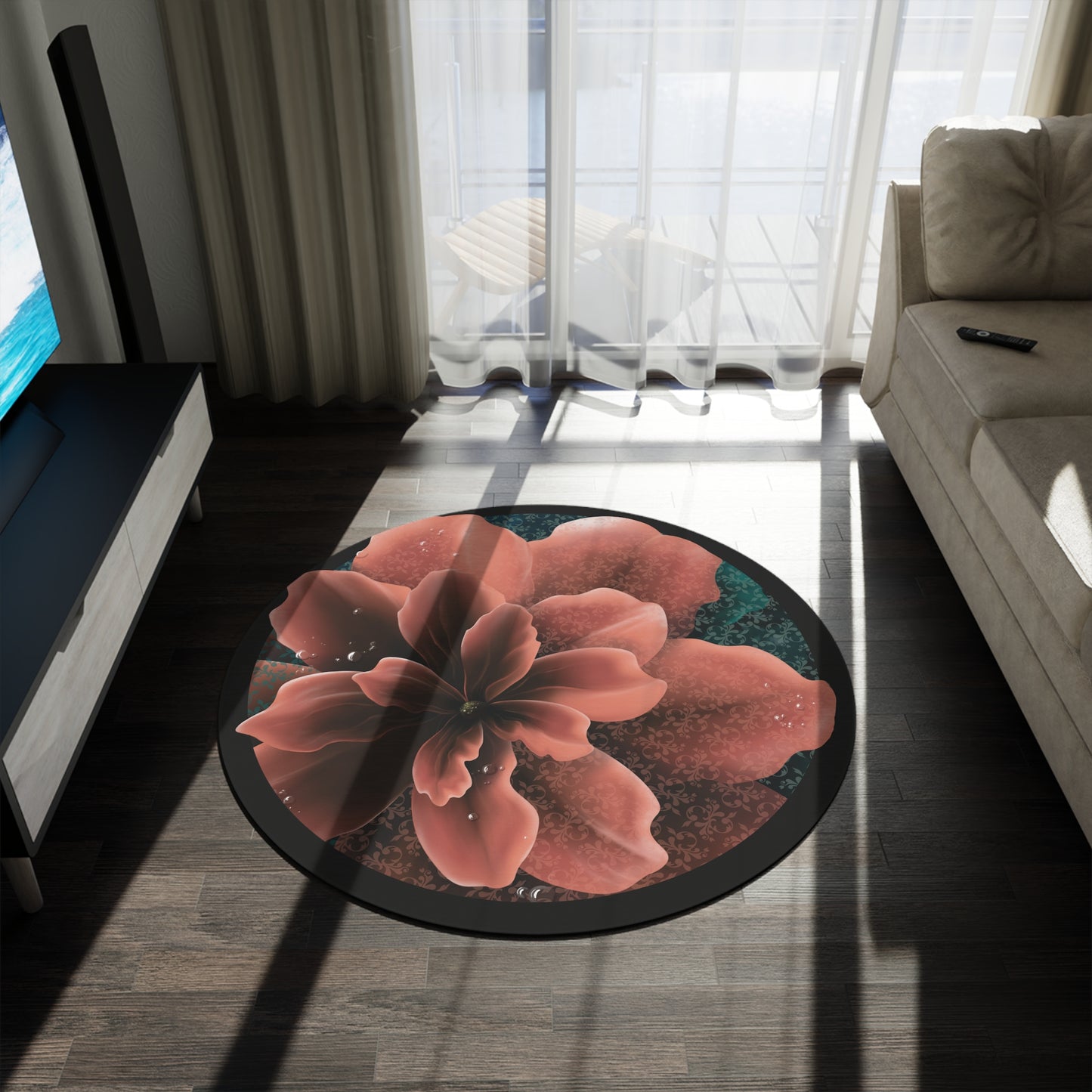 Round Rug - Elegant Flower Design