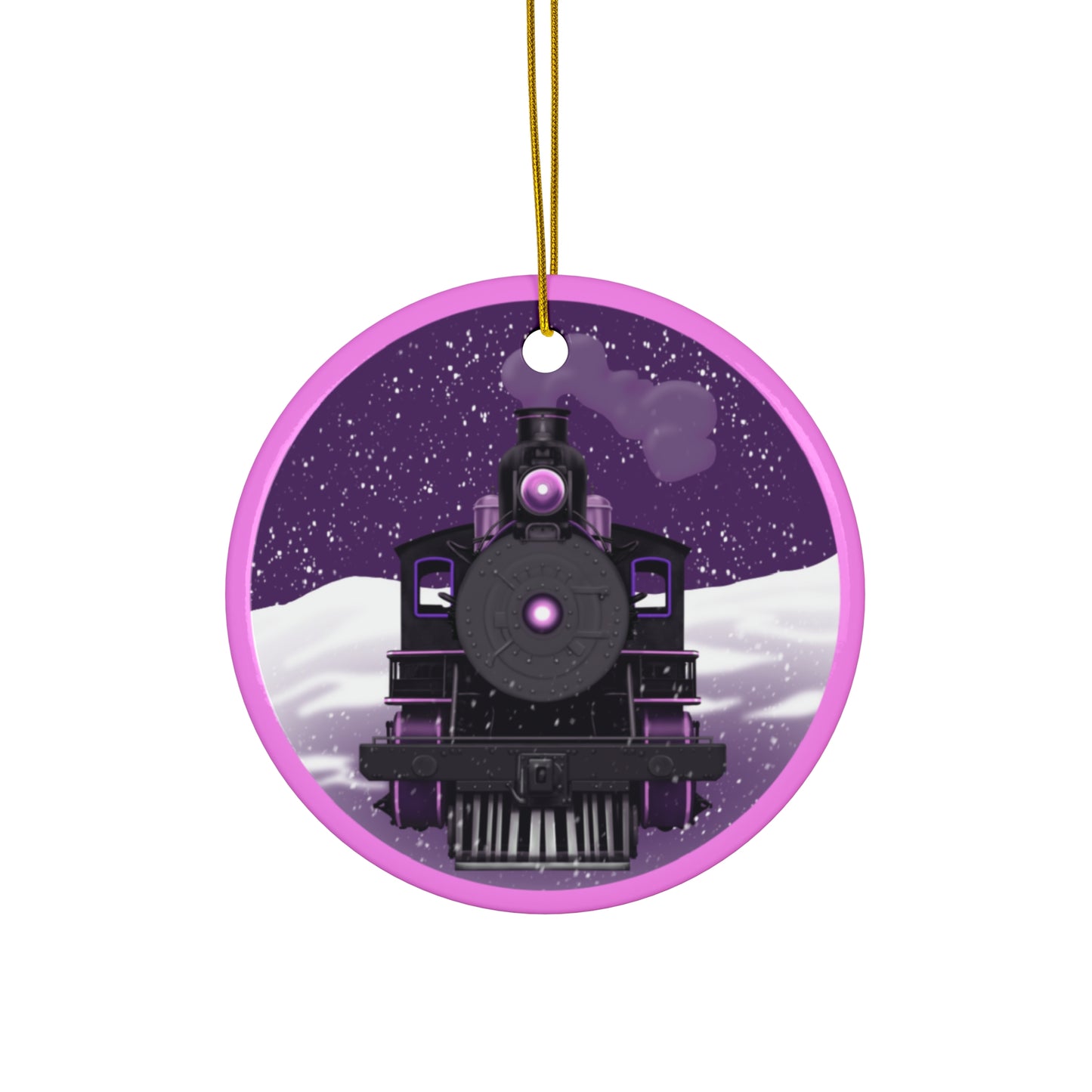 Ceramic Ornament - Steam Locomotive-Pink