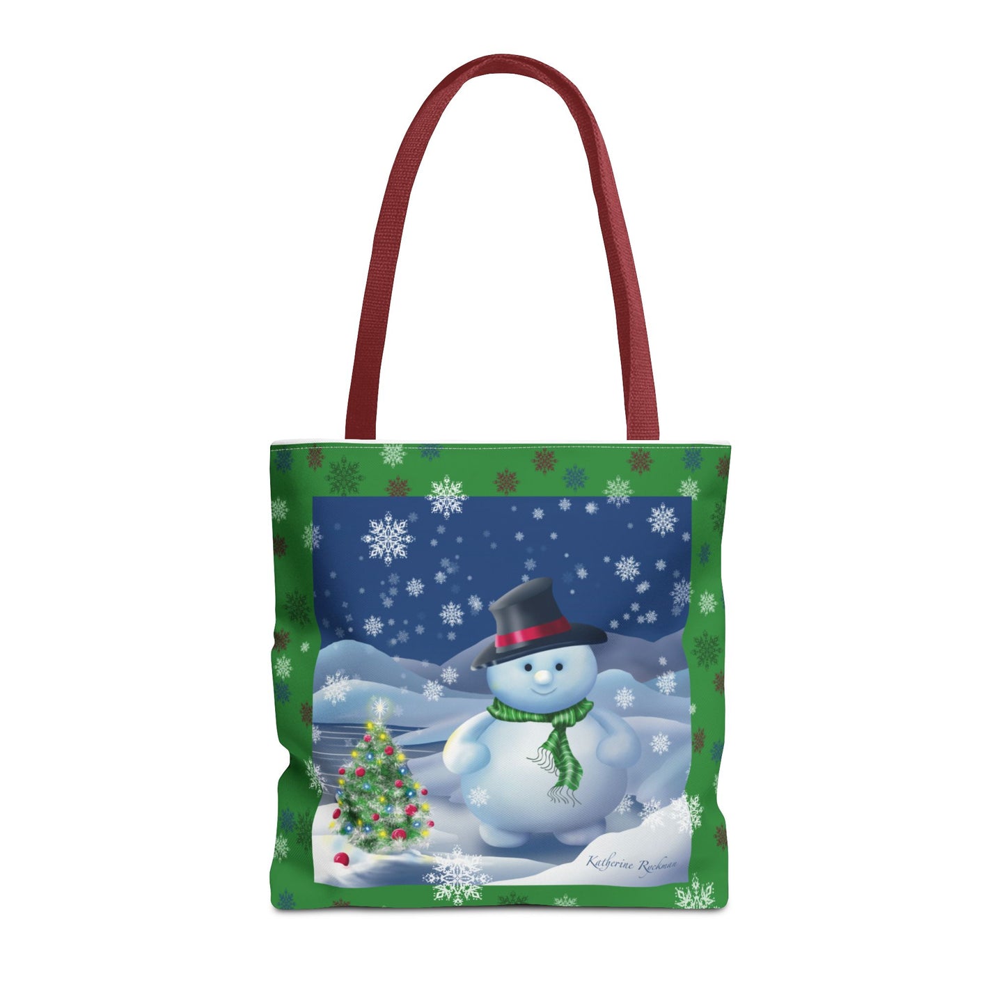 Snowman Tote Bag with Snow Flurry Scene