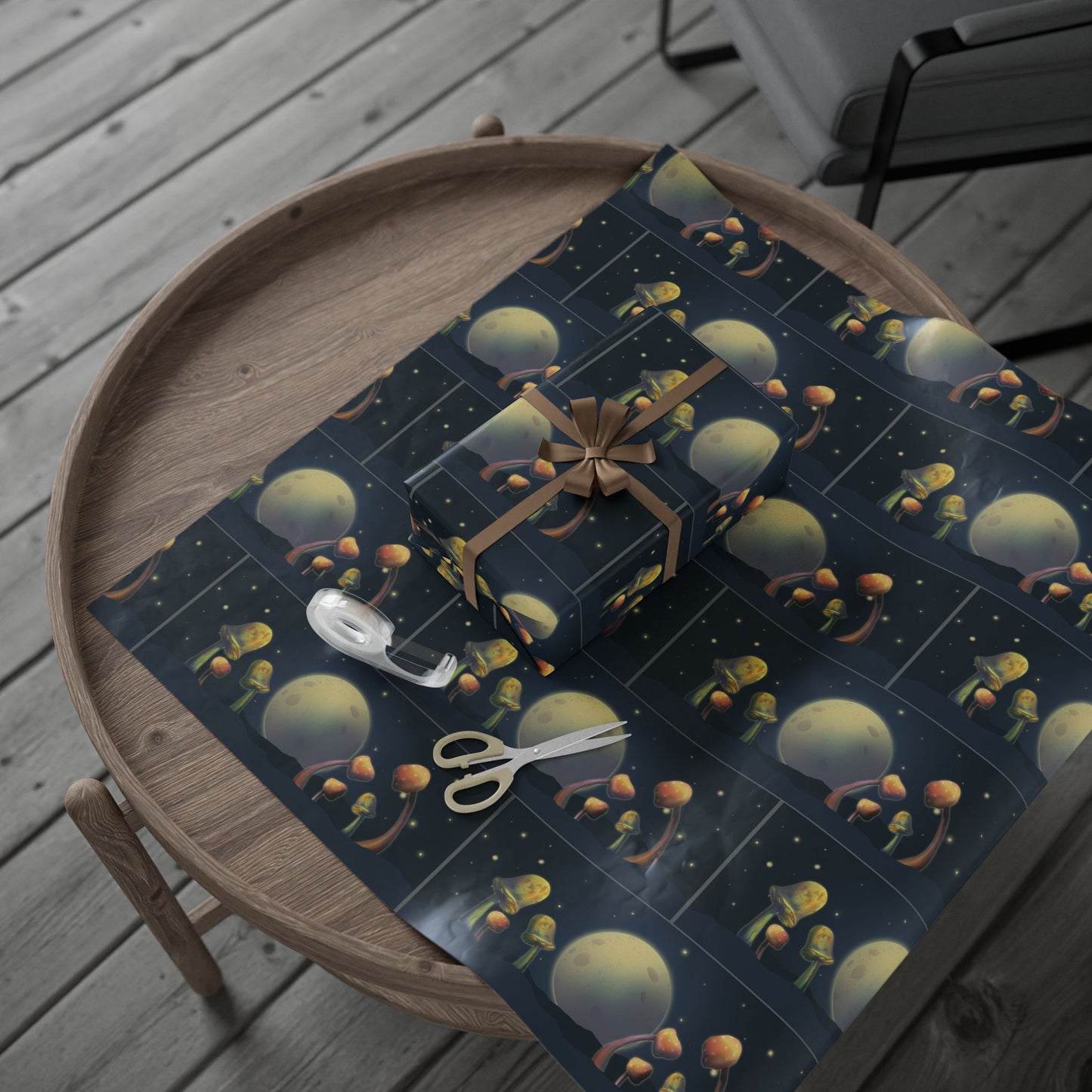 Wrapping paper - moon and mushroom gift wrap