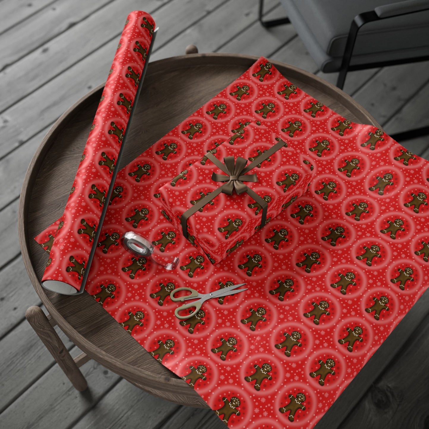 Wrapping Papers - Gingerbread Girl Red Paper Gift Wrap