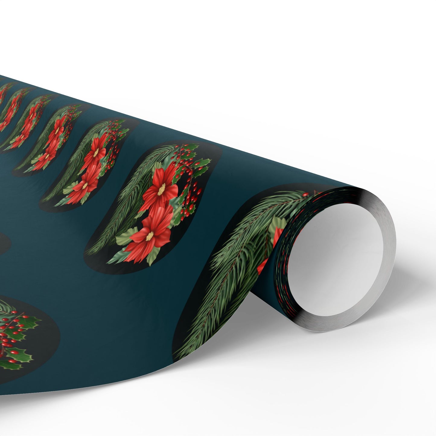 Wrapping Papers - Poinsettia, Pine and Holly Design