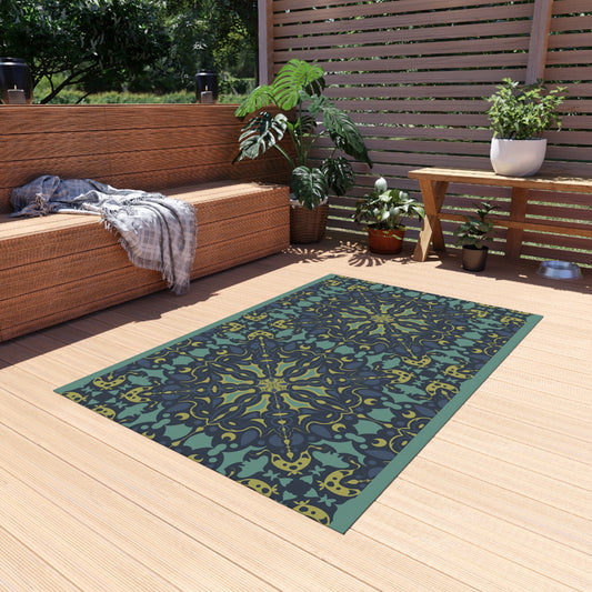 Outdoor Rug - Blue Green Design