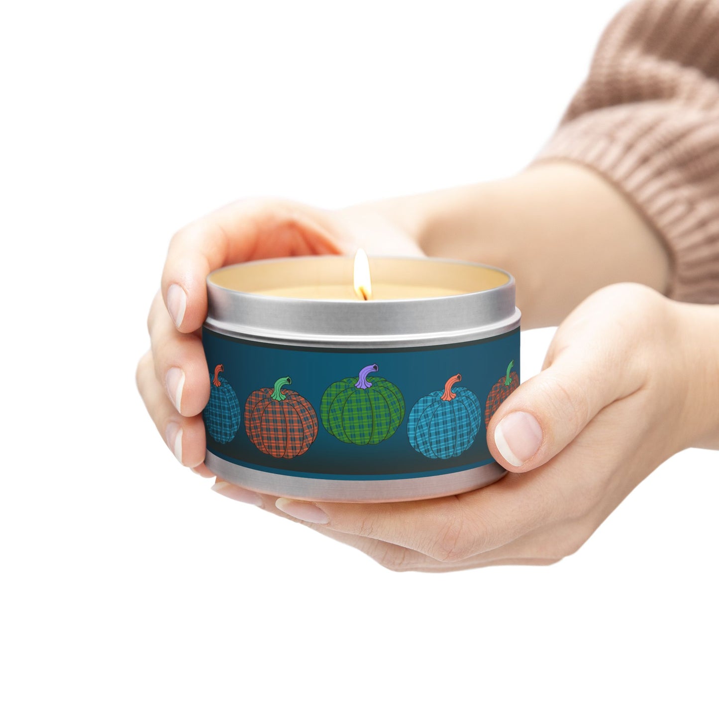 Tin Candles Plaid Pumpkins