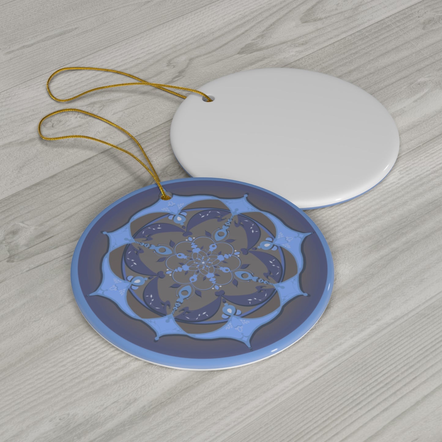 Ceramic Ornament - Blue Geometric Design