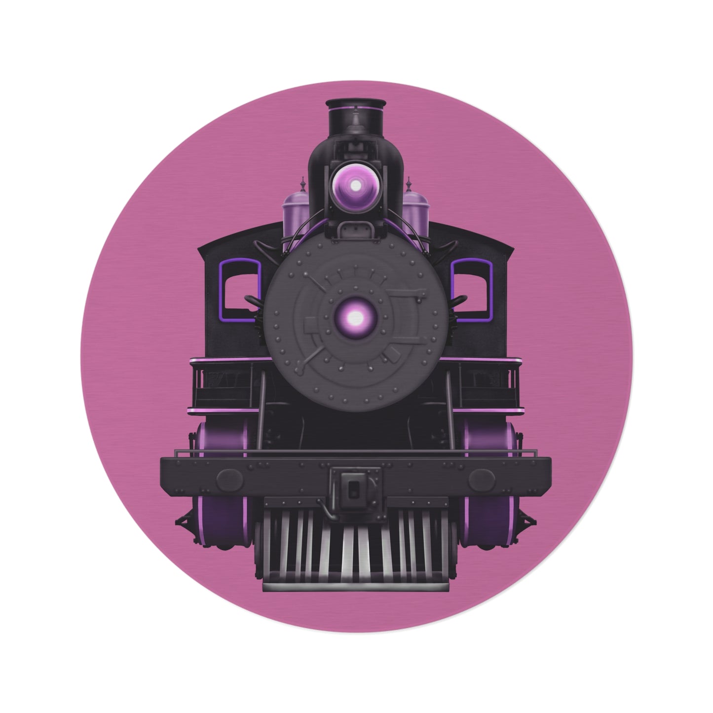 Round Rug - Steam Locomotive Design-Pink