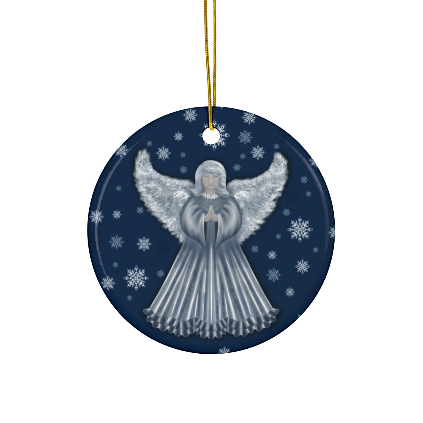 Ceramic Ornament - Silver Angel Holiday Decoration