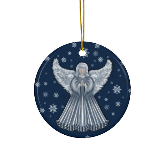 Ceramic Ornament - Silver Angel Holiday Decoration