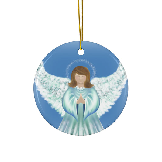 Ceramic Ornament - Angel Clothed in Blue Green