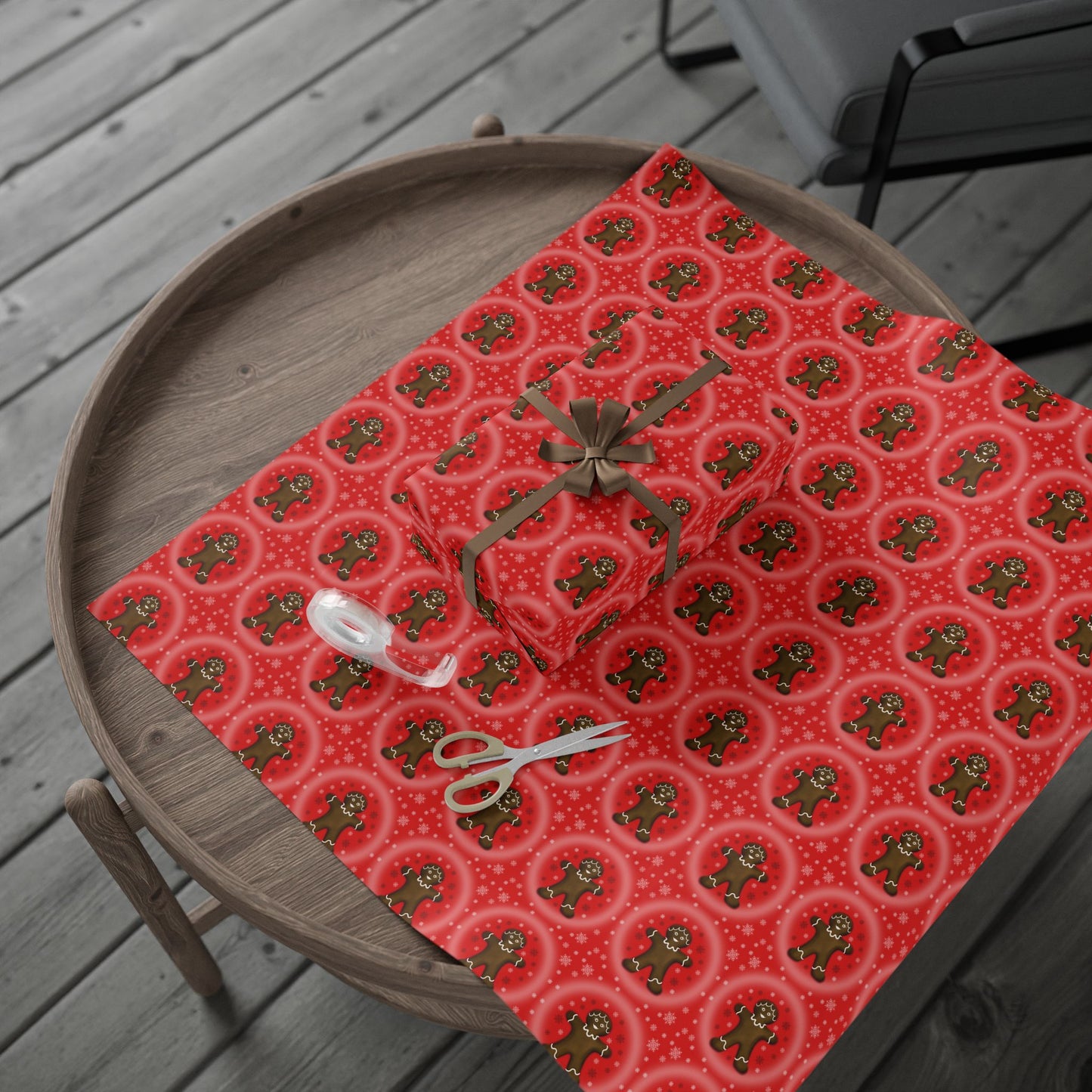 Wrapping Papers - Gingerbread Girl Red Paper Gift Wrap