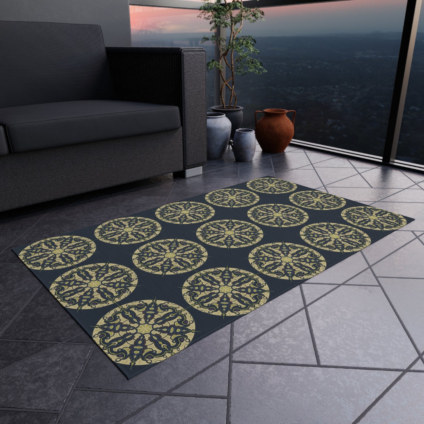 Outdoor Rug - Blue Green Design