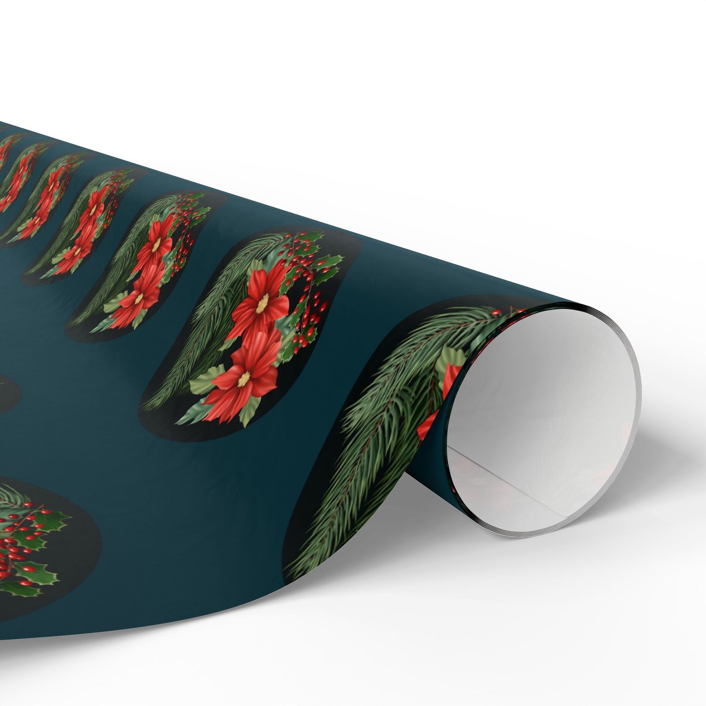 Wrapping Papers - Poinsettia, Pine and Holly Design