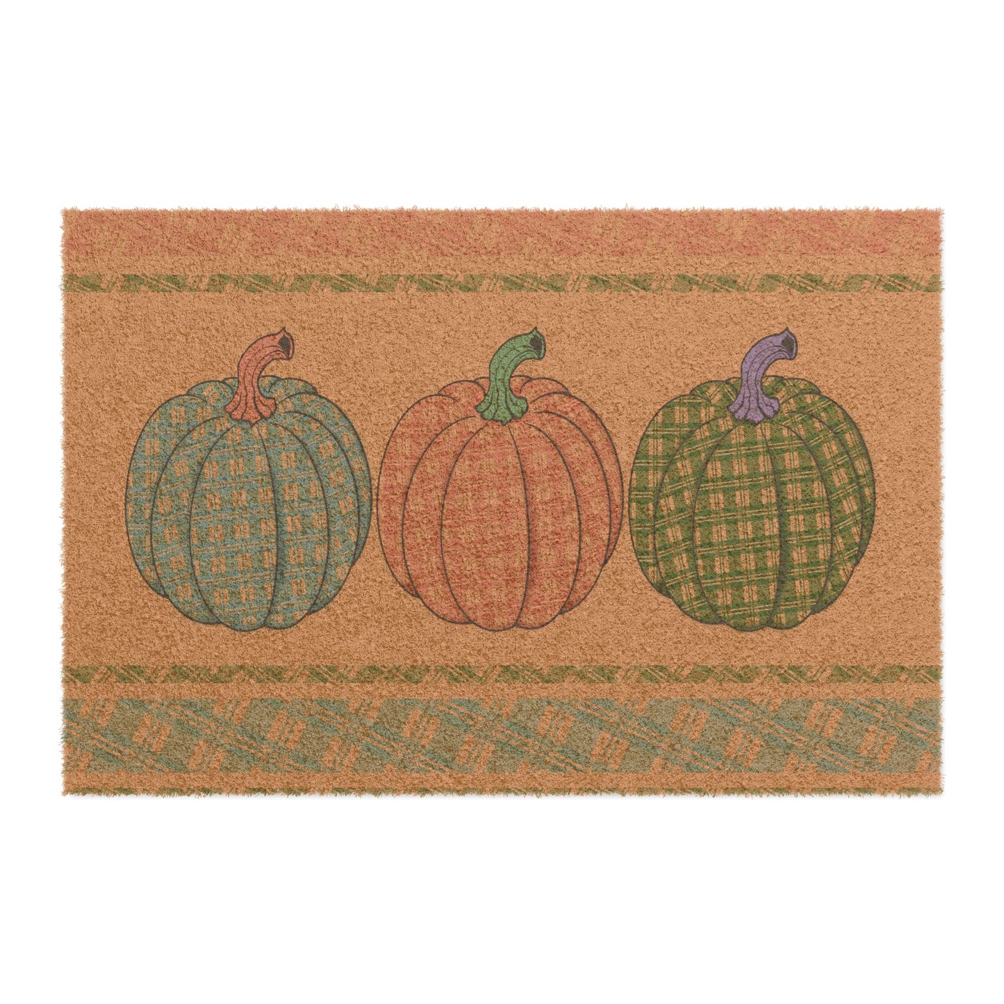 Doormat-Plaid Pumpkin