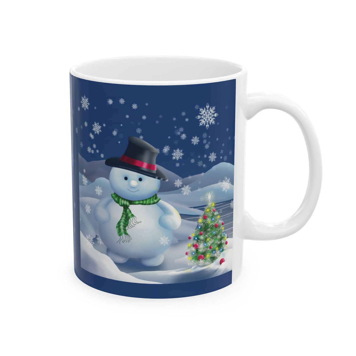 Mug - Beautiful Snowman Nighttime Snowy Christmas Scene