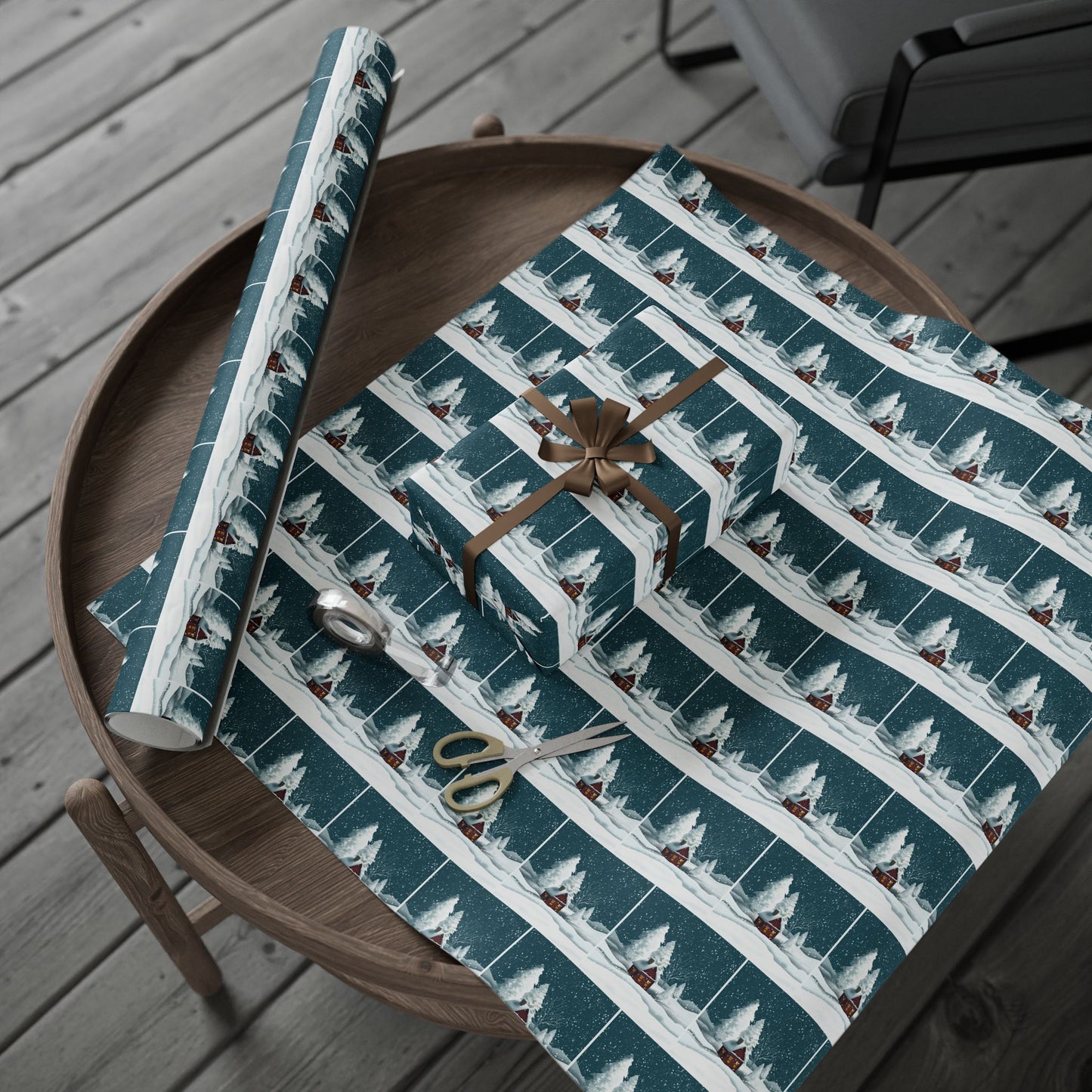 Wrapping Paper - Snowy Country Home Design