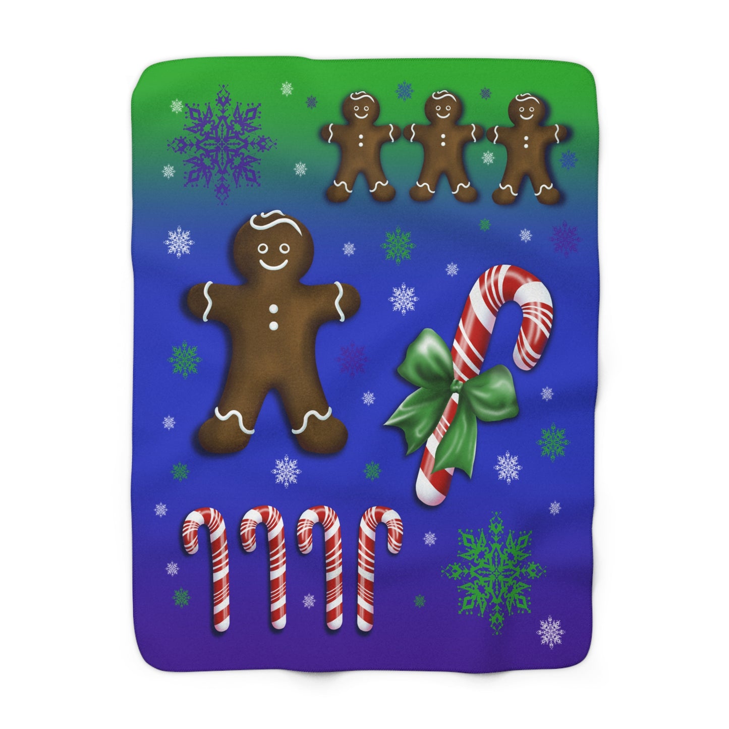 Sherpa Fleece Blanket - Gingerbread Man and Candy Canes