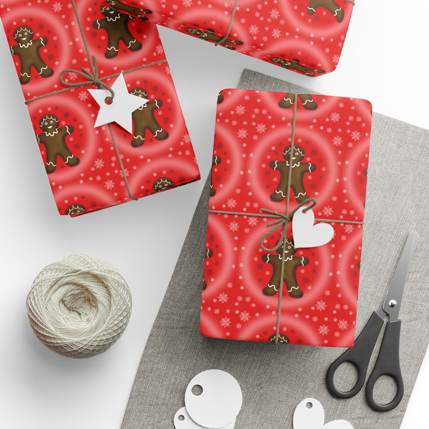 Wrapping Papers - Gingerbread Girl Red Paper Gift Wrap