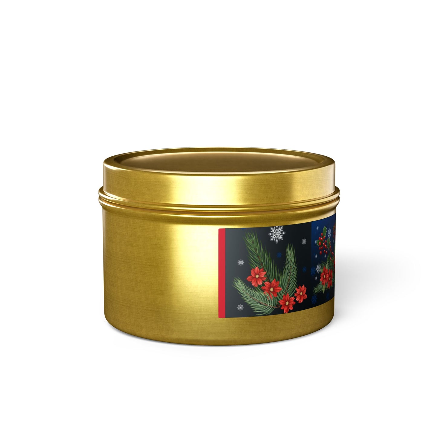 Christmas Candles with Poinsettias Pine and Holly