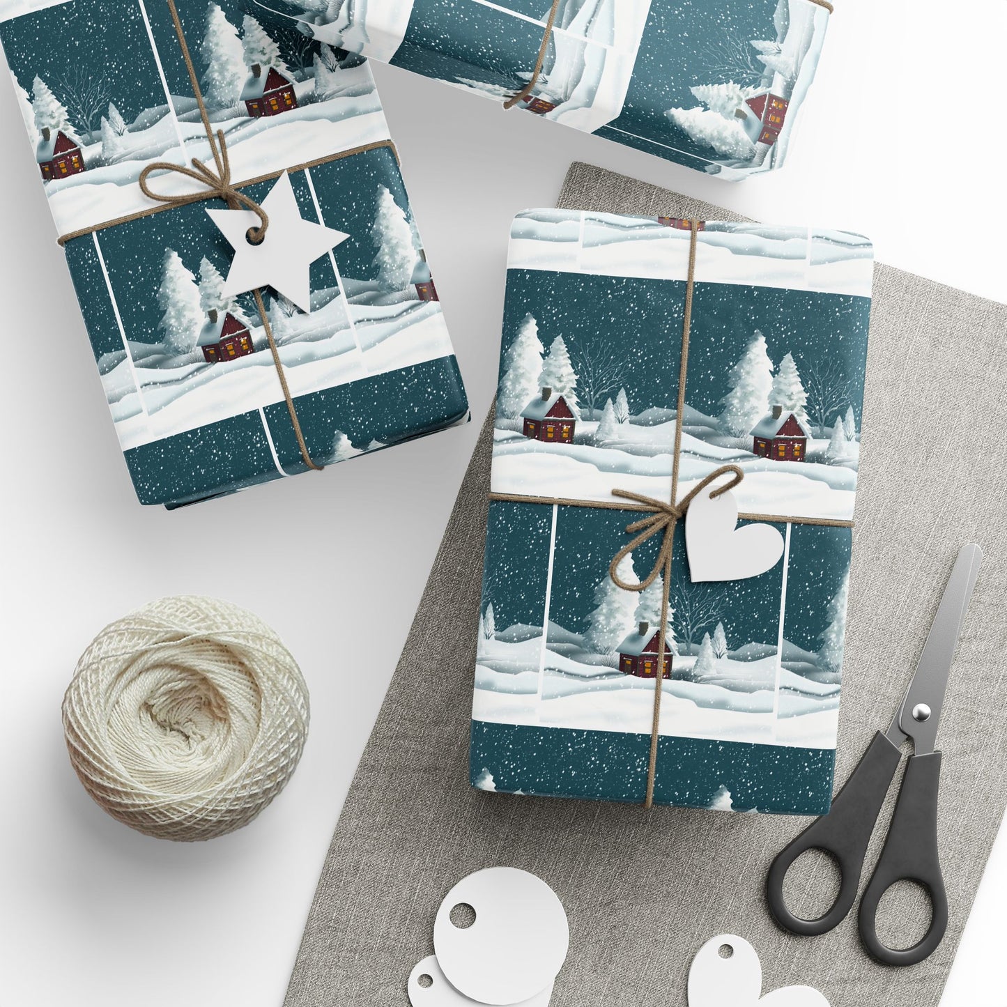 Wrapping Paper - Snowy Country Home Design