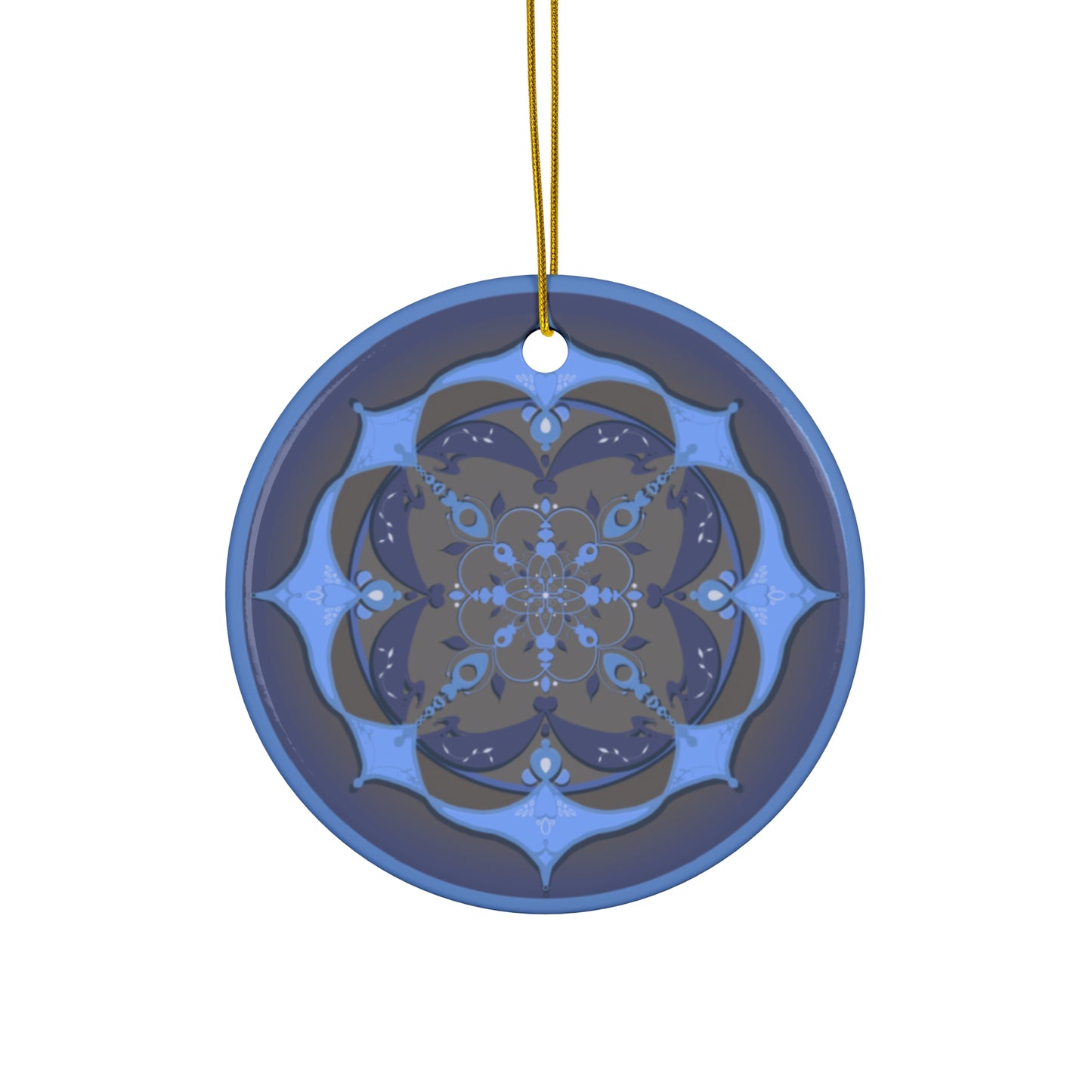 Ceramic Ornament - Blue Geometric Design