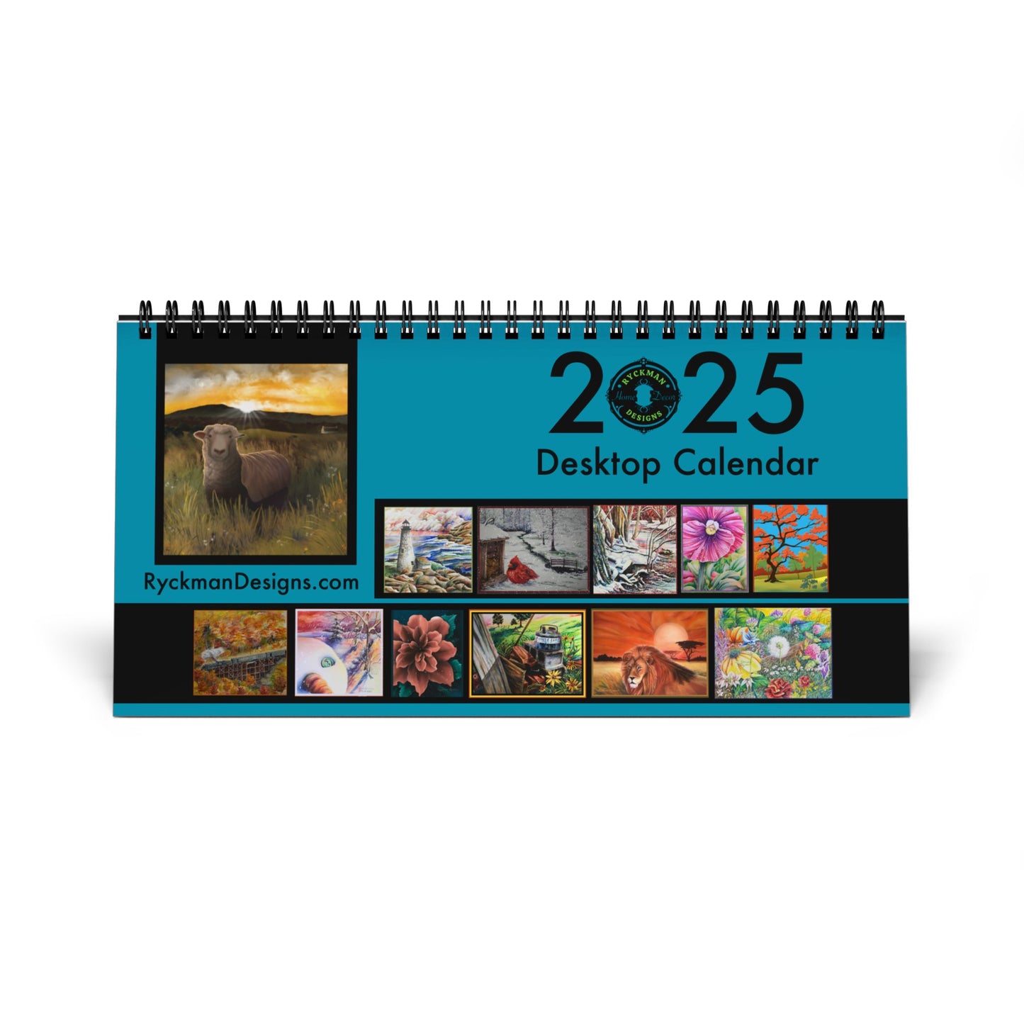 Desktop Calendar 2025 Grid with Original Artwork