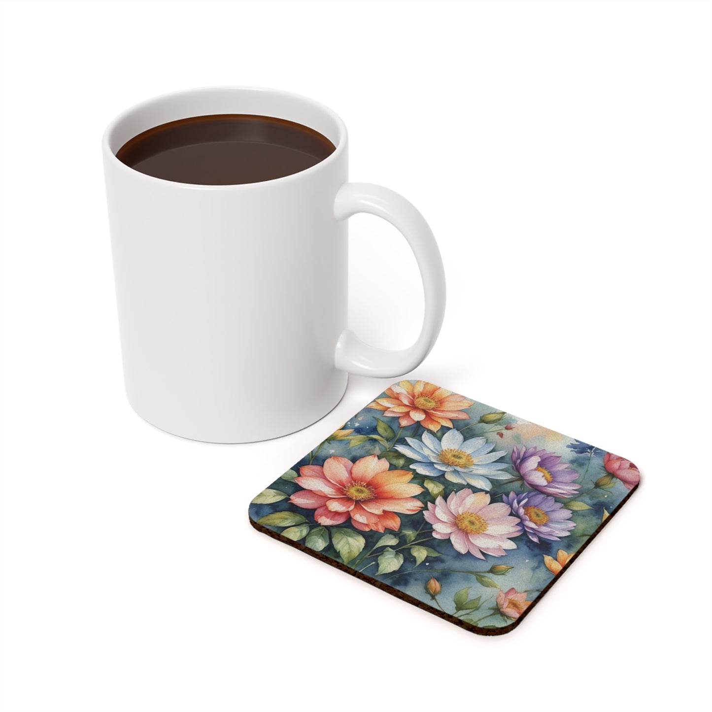 Cork Back Coaster - Floral Pattern