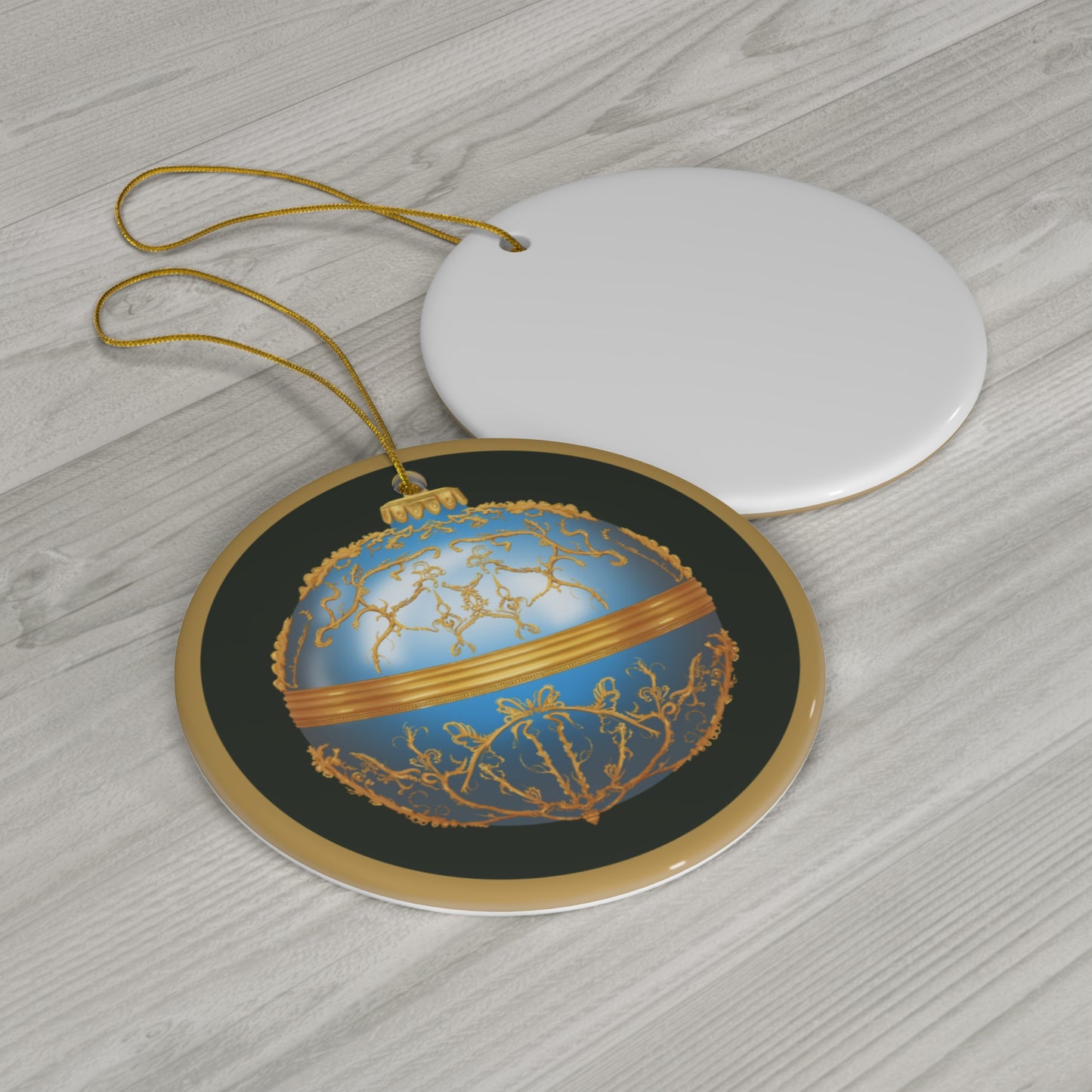 Ornament- Elegant Blue and Gold