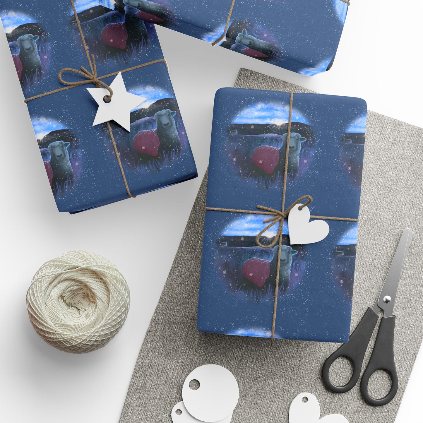 Gift Wrap - Sheep in snowy field design