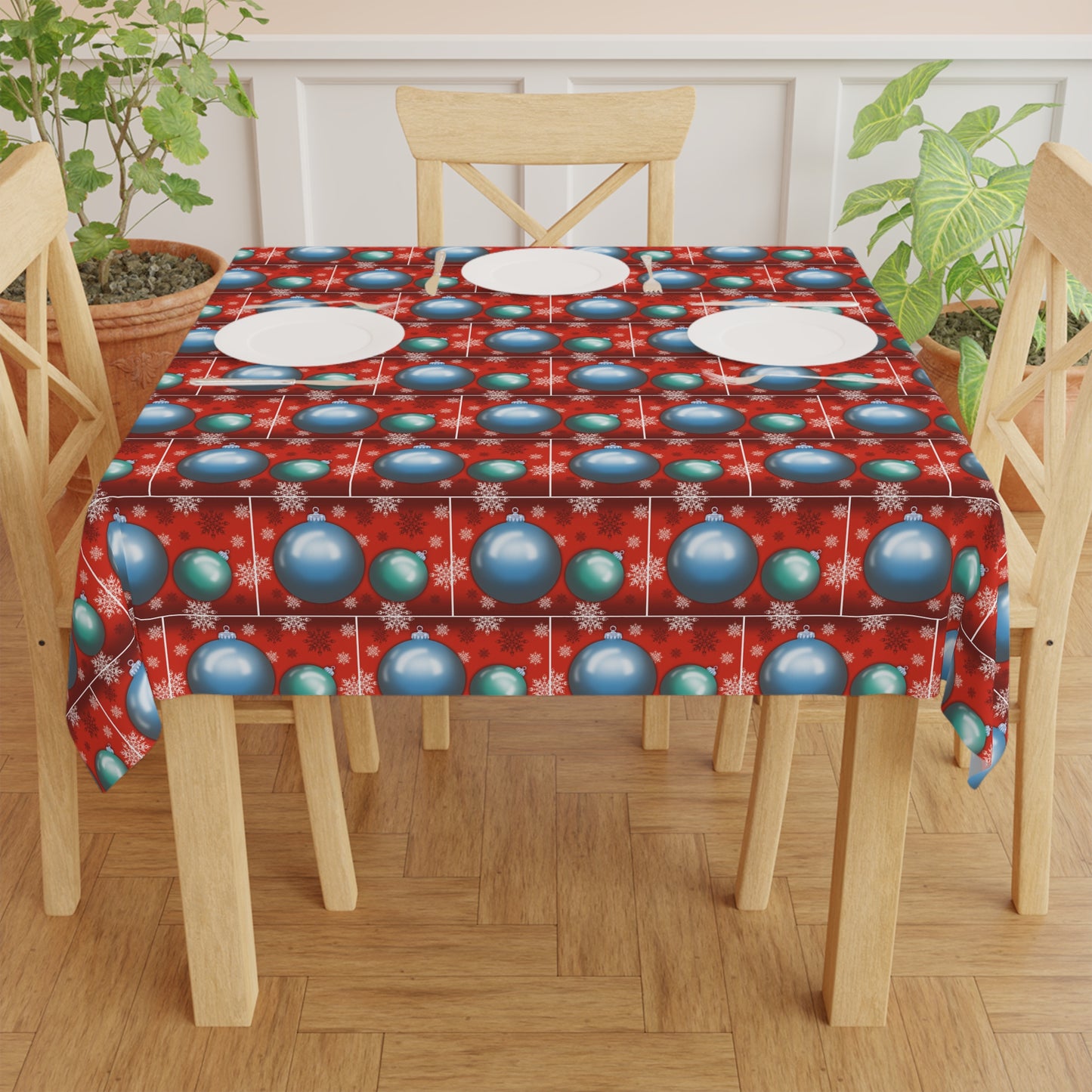 Tablecloth - Red with Ornament Pattern