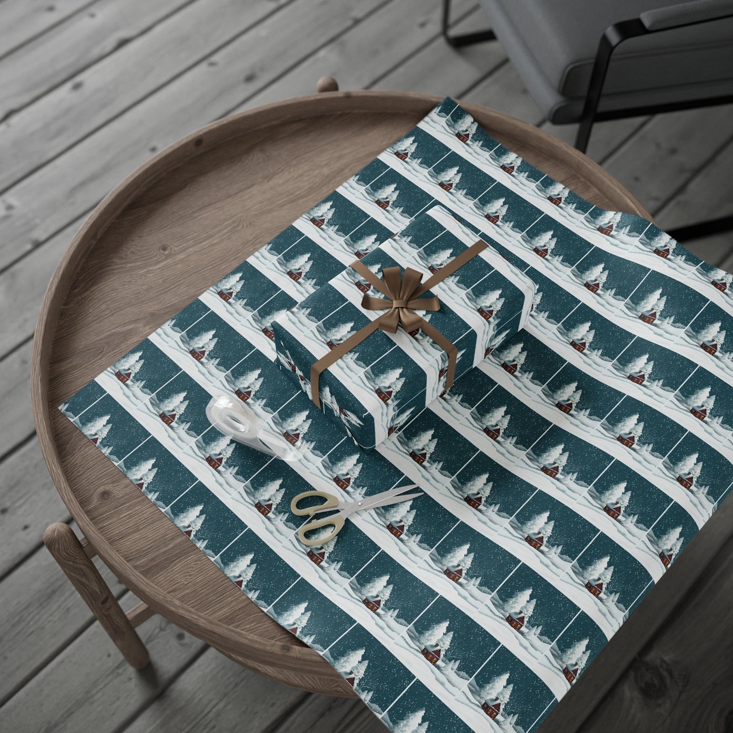 Wrapping Paper - Snowy Country Home Design