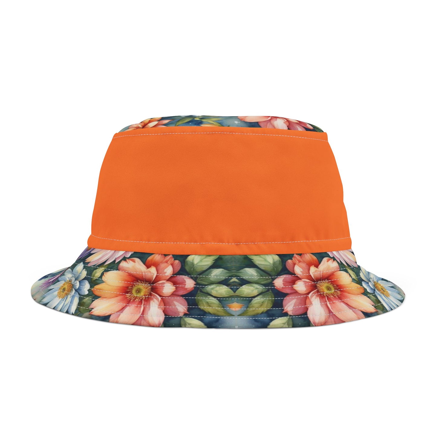 Bucket Hat (AOP) Floral pattern, Orange