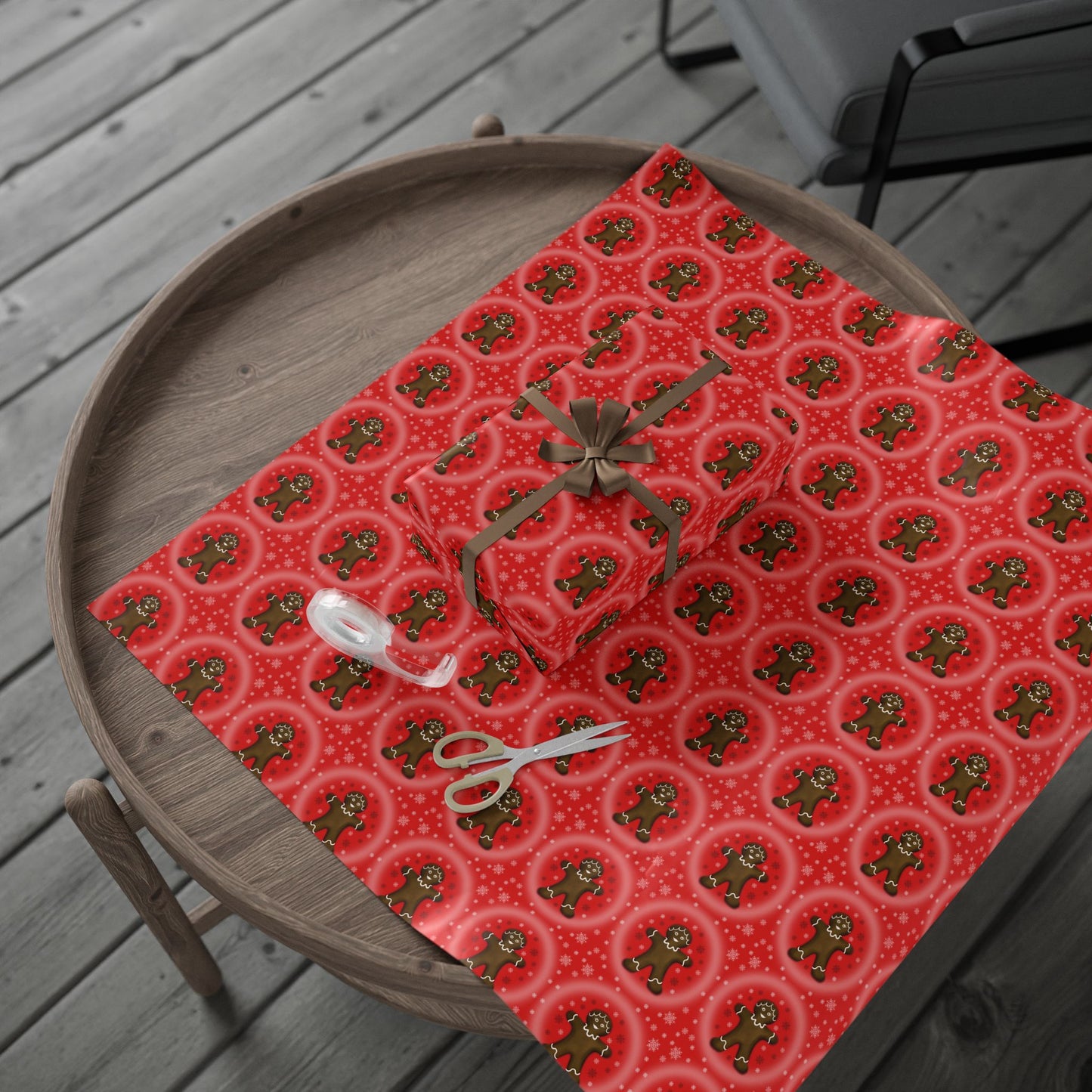 Wrapping Papers - Gingerbread Girl Red Paper Gift Wrap