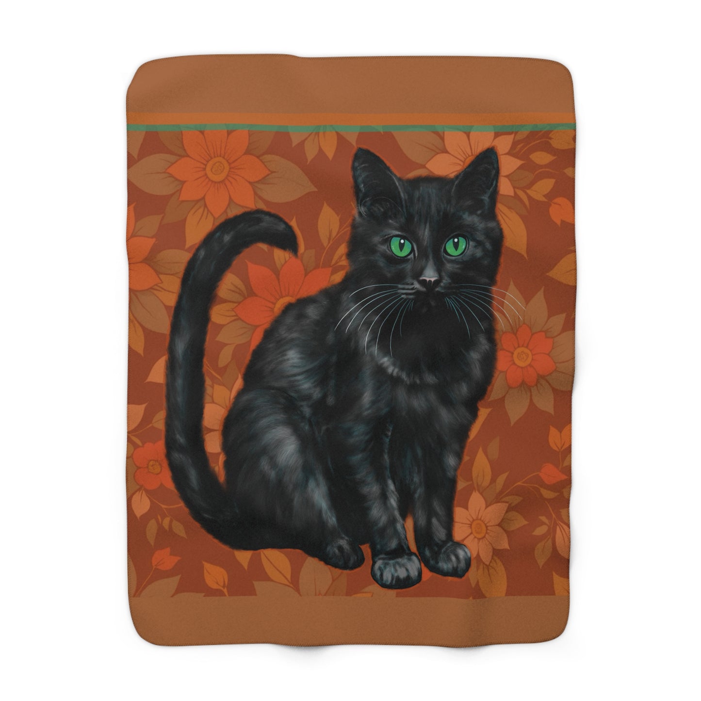 Sherpa Fleece Blanket - Black Cat Design