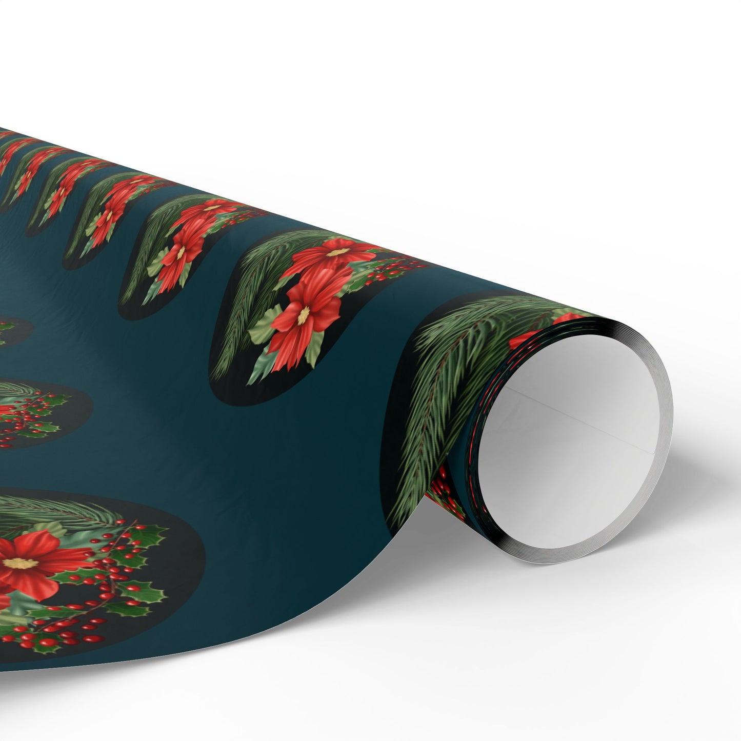 Wrapping Papers - Poinsettia, Pine and Holly Design