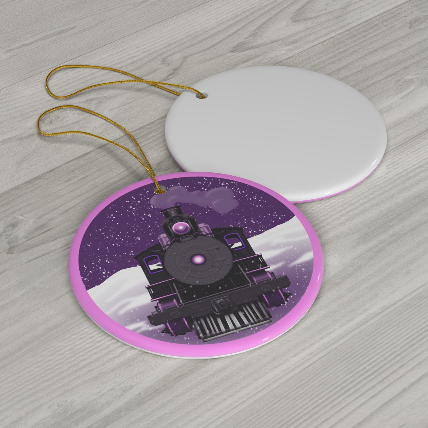 Ceramic Ornament - Steam Locomotive-Pink