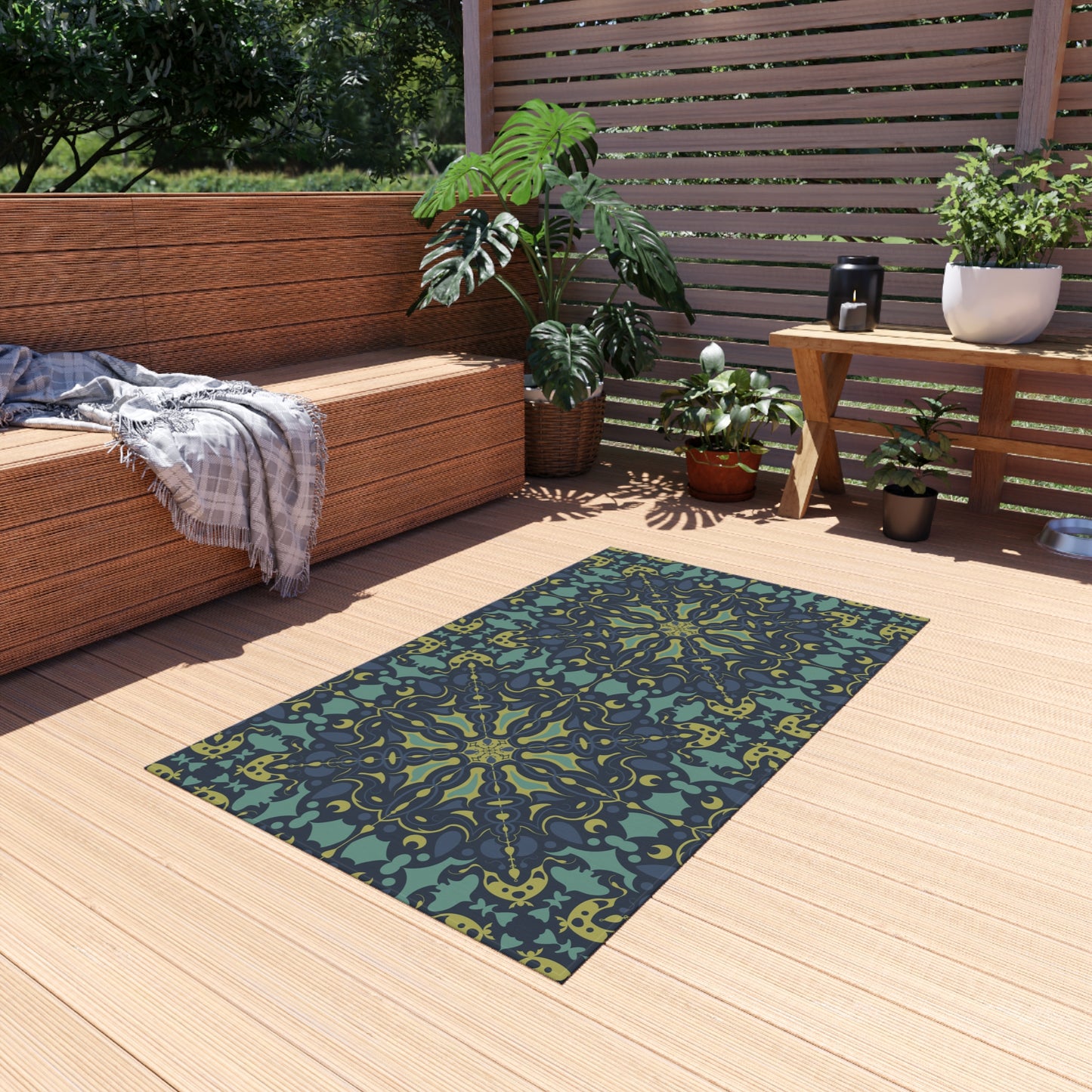 Outdoor Rug - Blue Green Design