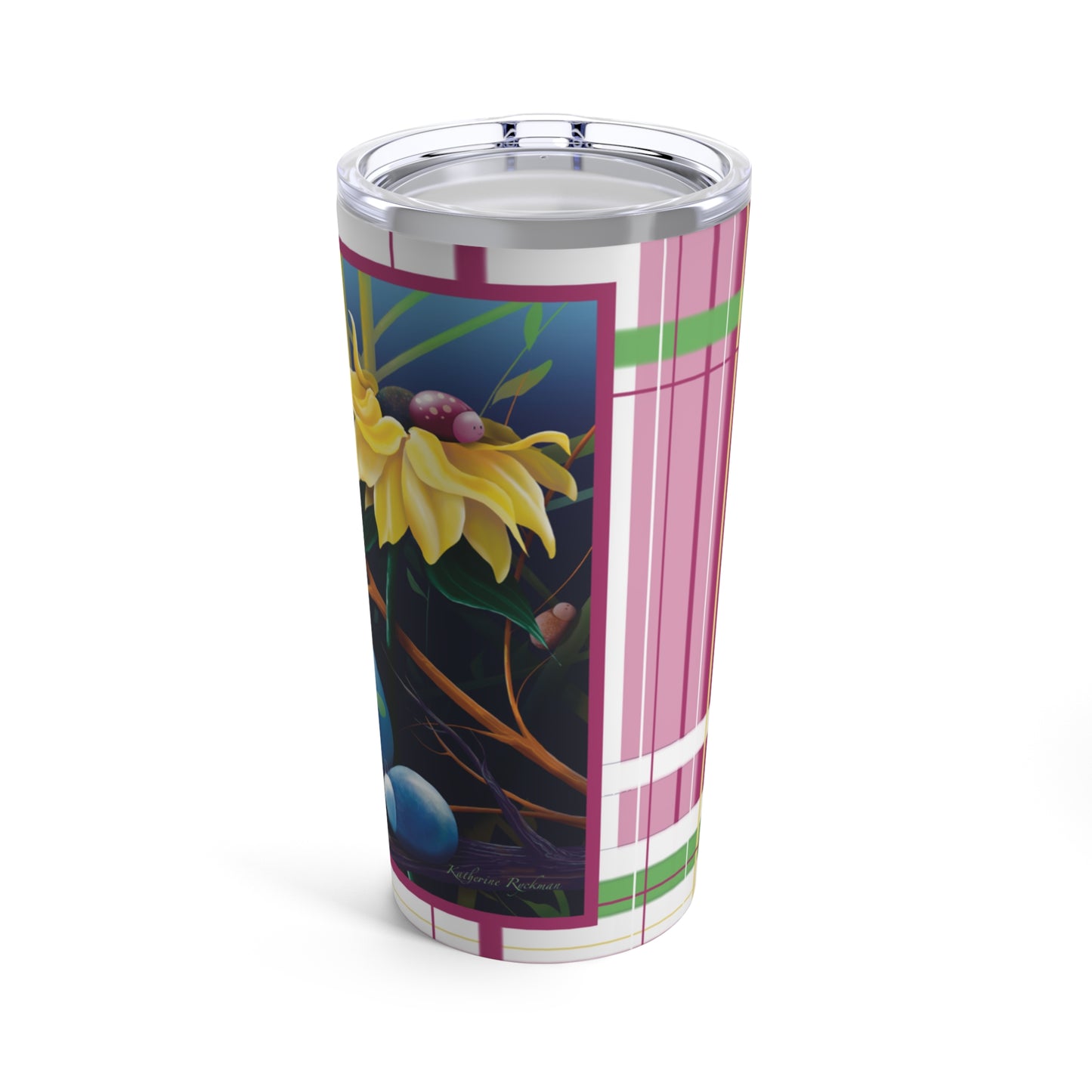 20oz Tumbler - Cute Bugs Plaid Design