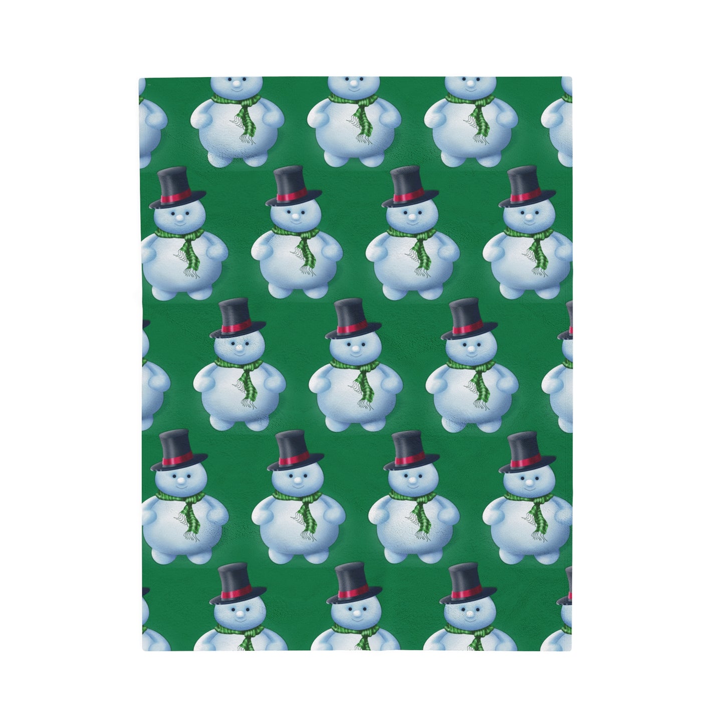 Green Snowman pattern Velveteen Plush Blanket