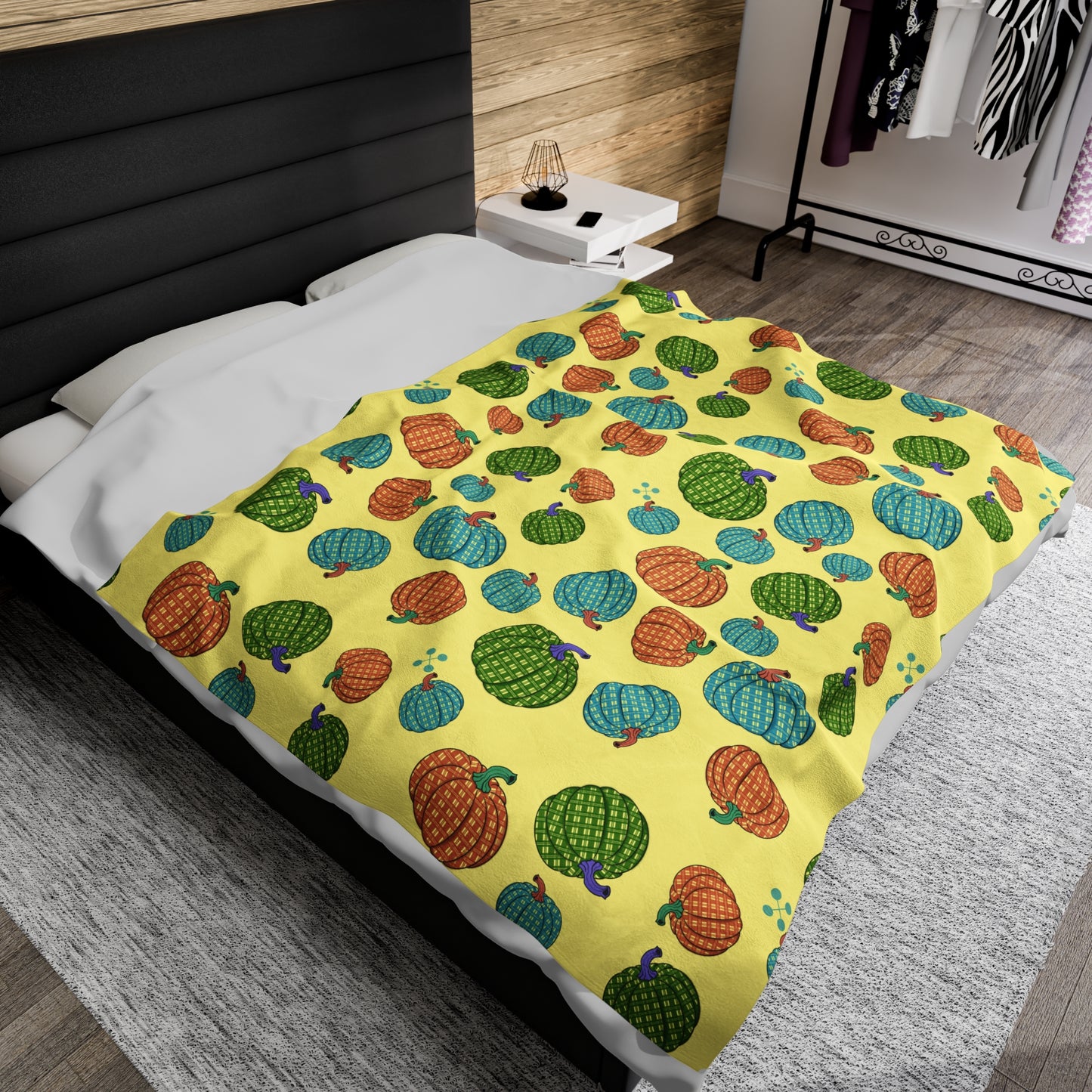 Yellow Pumpkin pattern Velveteen Plush Blanket