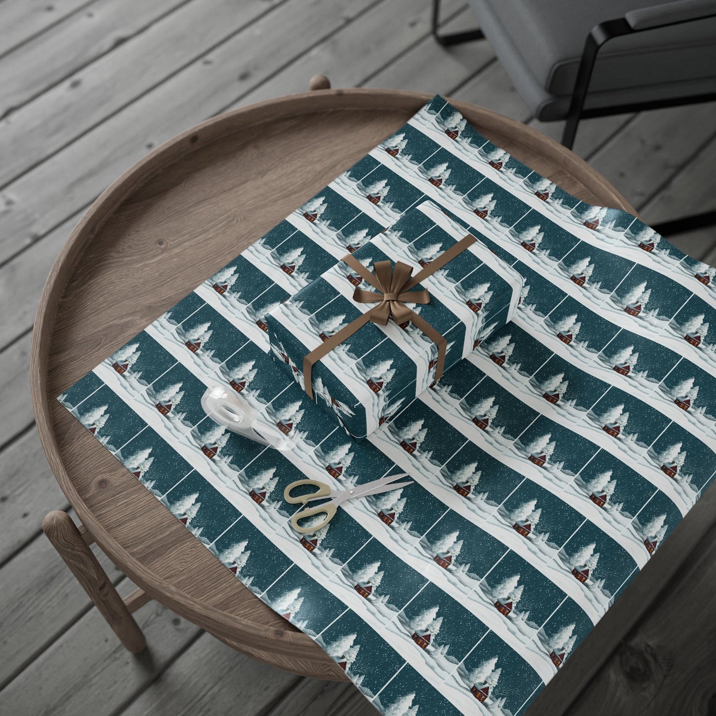 Wrapping Paper - Snowy Country Home Design