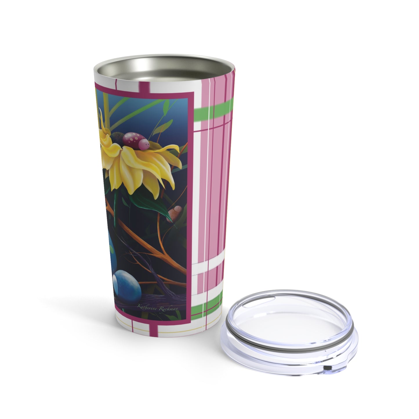 20oz Tumbler - Cute Bugs Plaid Design