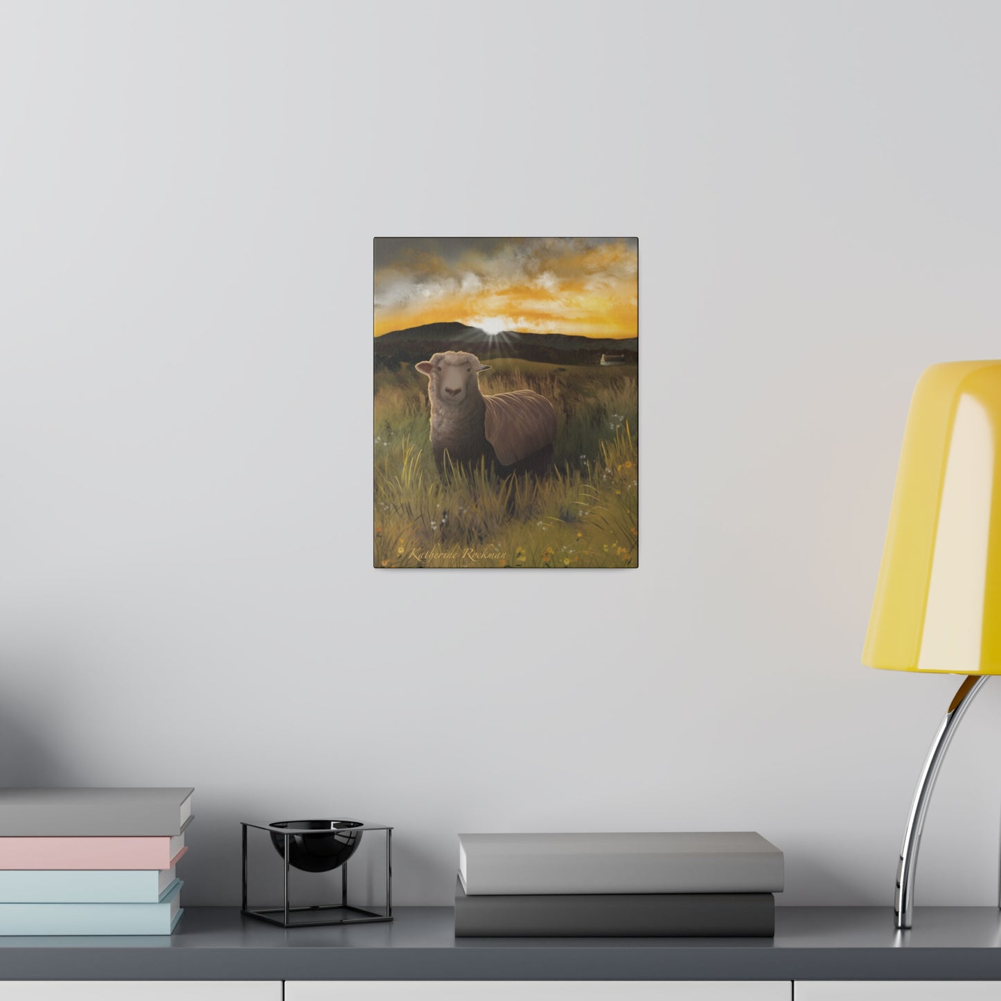 Canvas Print - Sheep Grazing at Sunrise, Matte, Stretched