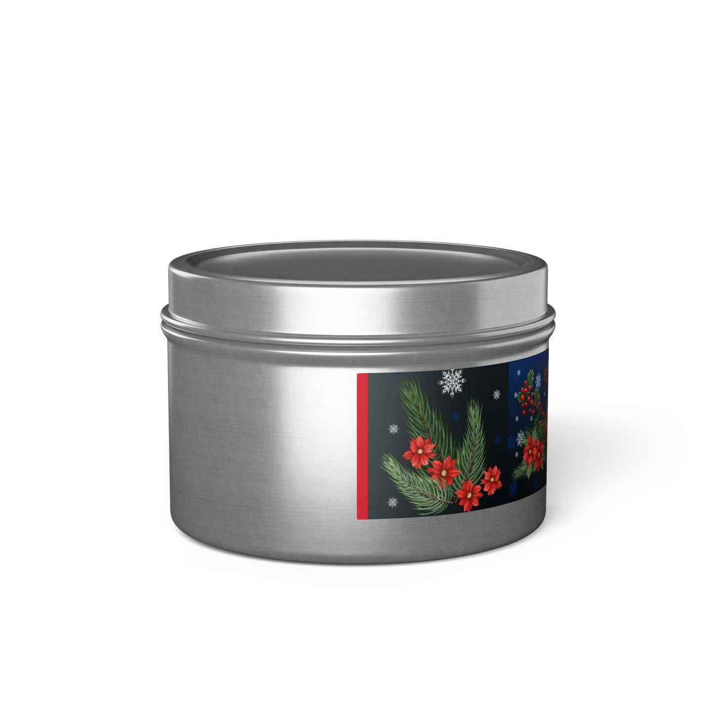 Christmas Candles with Poinsettias Pine and Holly